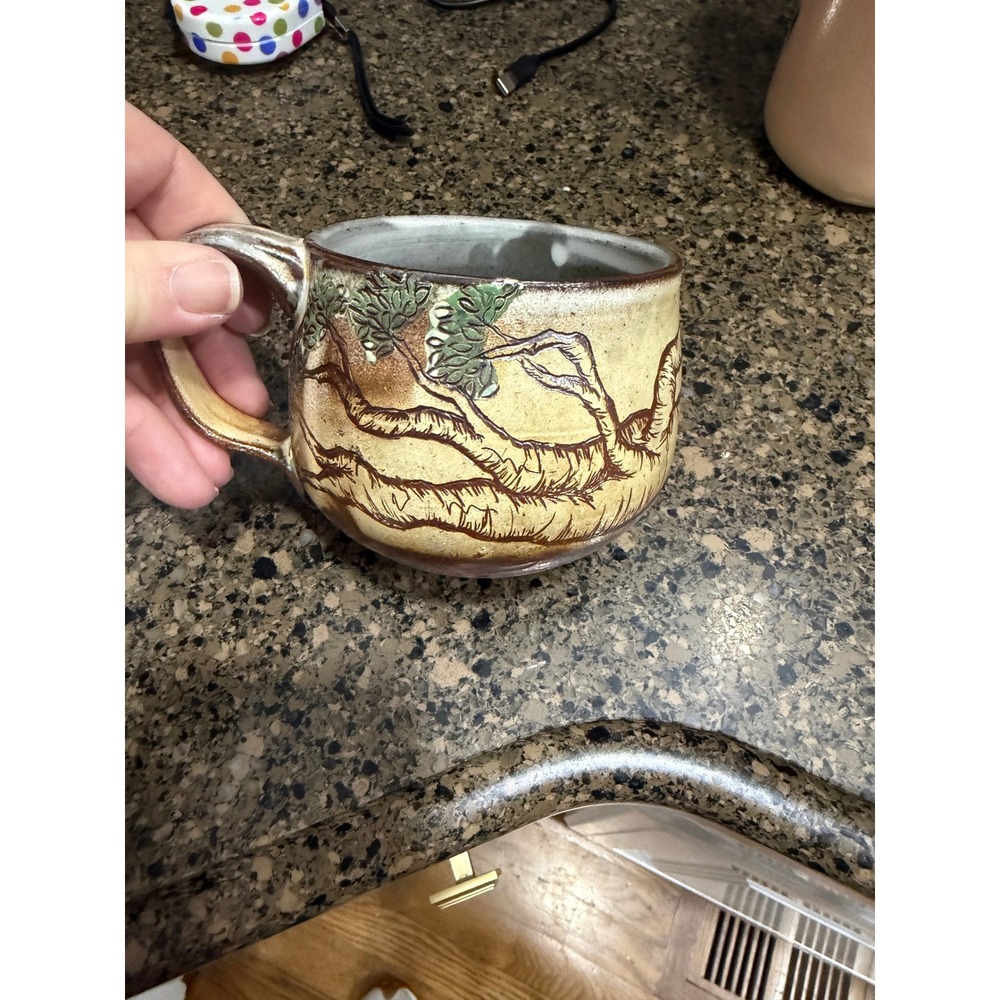 Handmade‎ Ceramic Mug S Bownasso Root Design Rustic Farmhouse Art Pottery